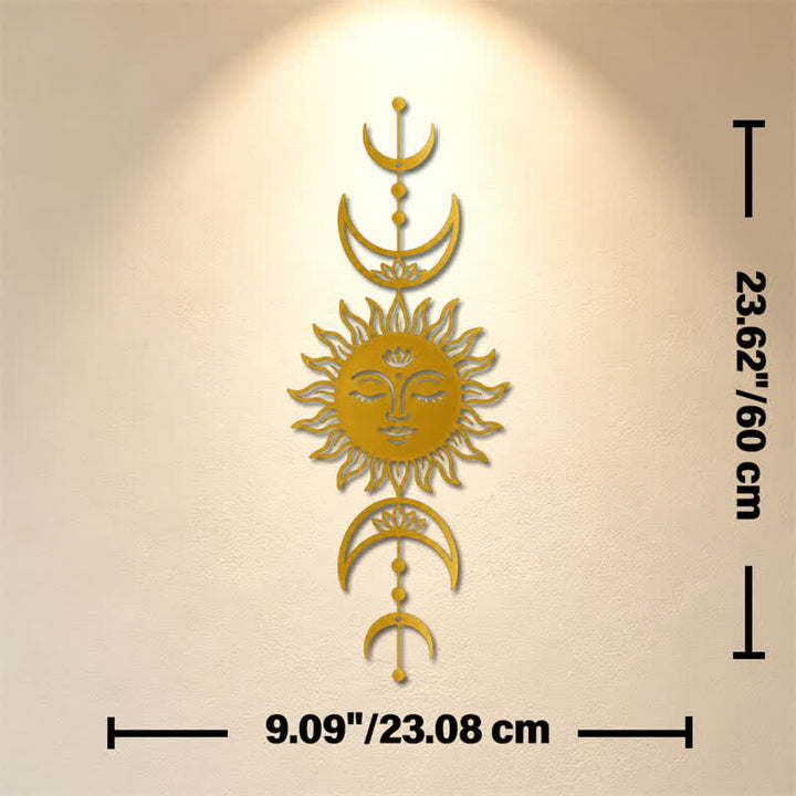 Buddha Stones Boho Sun and Moon Lotus Intuition Iron Meaningful Symbols Wall Art - Golden - Approx. 23.08cm x 60cm x 0.12cm / 9.09in x 23.62in x 0.05in - image 22