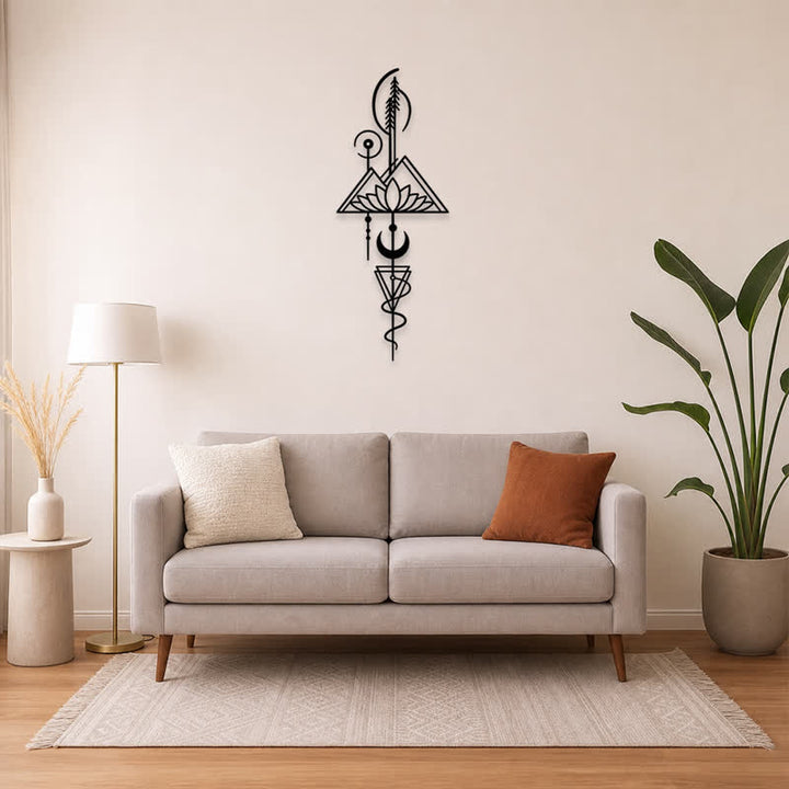 Buddha Stones Lotus Moon Enlightenment Vertical Iron Metal Meaningful Symbols Wall Art - image 28