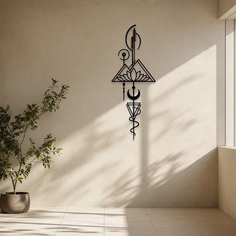 Buddha Stones Lotus Moon Enlightenment Vertical Iron Metal Meaningful Symbols Wall Art - image 26