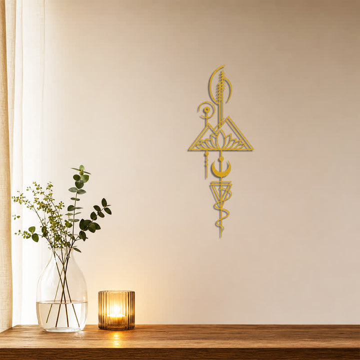 Buddha Stones Lotus Moon Enlightenment Vertical Iron Metal Meaningful Symbols Wall Art - image 3
