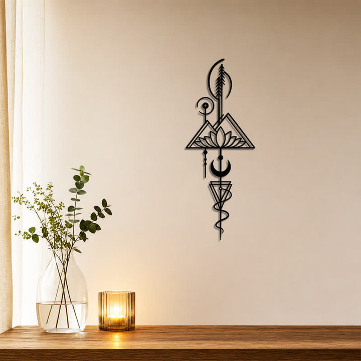 Buddha Stones Lotus Moon Enlightenment Vertical Iron Metal Meaningful Symbols Wall Art - image 18