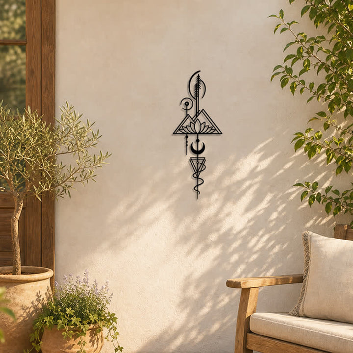 Buddha Stones Lotus Moon Enlightenment Vertical Iron Metal Meaningful Symbols Wall Art - image 20