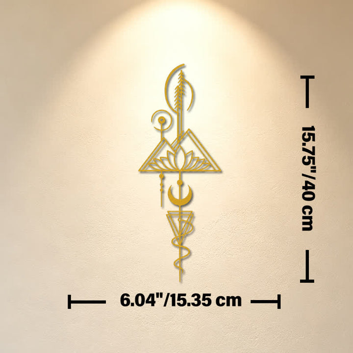 Buddha Stones Lotus Moon Enlightenment Vertical Iron Metal Meaningful Symbols Wall Art - Gold - Approx. 15.35cm x 40cm x 0.1cm / 6.04in x 15.75in x 0.04in - image 8