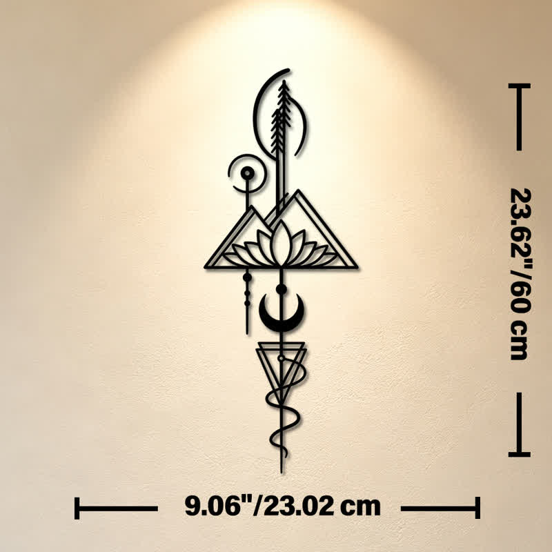 Buddha Stones Lotus Moon Enlightenment Vertical Iron Metal Meaningful Symbols Wall Art - Black - Approx. 23.02cm x 60cm x 0.12cm / 9.06in x 23.62in x 0.05in - image 27