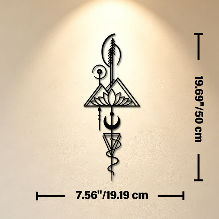 Buddha Stones Lotus Moon Enlightenment Vertical Iron Metal Meaningful Symbols Wall Art - Black - Approx. 19.19cm x 50cm x 0.12cm / 7.56in x 19.69in x 0.05in - image 25