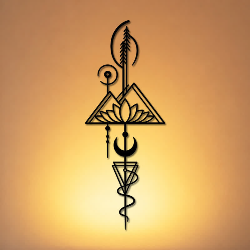 Buddha Stones Lotus Moon Enlightenment Vertical Iron Metal Meaningful Symbols Wall Art - image 15