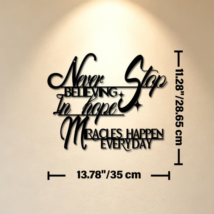 Buddha Stones Never Stop Believing Inspirational Quote Iron Metal Meaningful Symbols Wall Art - Approx. 35cm x 28.65cm x 0.1cm / 13.78in x 11.28in x 0.04in - image 6