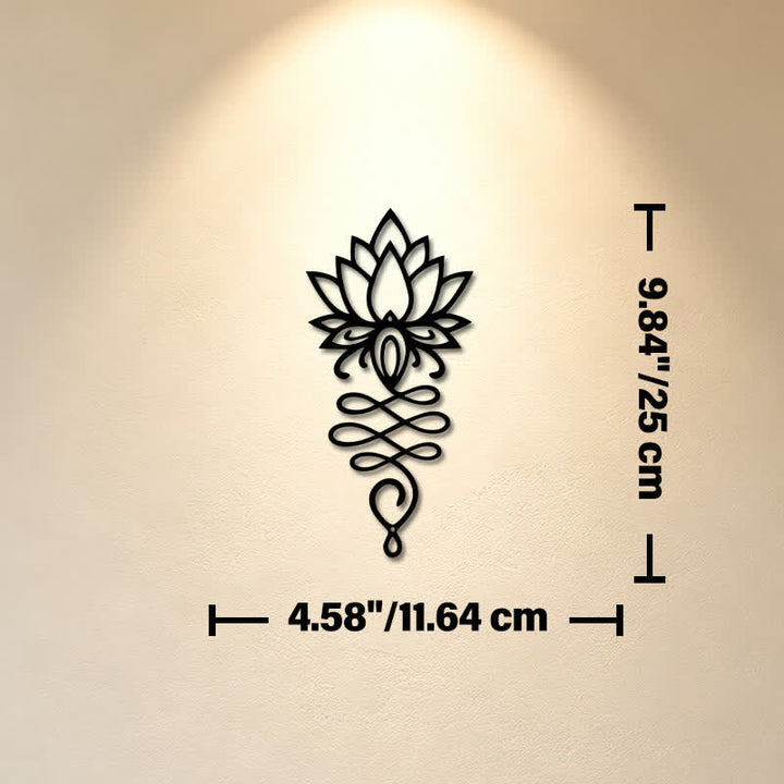 Buddha Stones Matte Black Lotus Enlightenment Iron Metal Meaningful Symbols Wall Art - Approx. 11.64cm x 25cm x 0.1cm / 4.58in x 9.84in x 0.04in - image 2