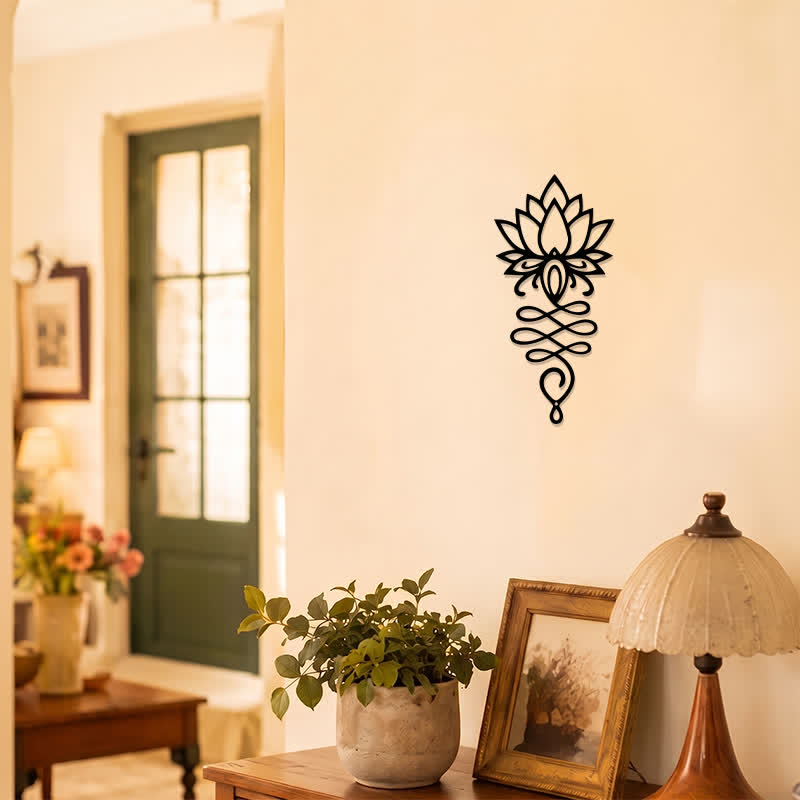 Buddha Stones Matte Black Lotus Enlightenment Iron Metal Meaningful Symbols Wall Art - image 7