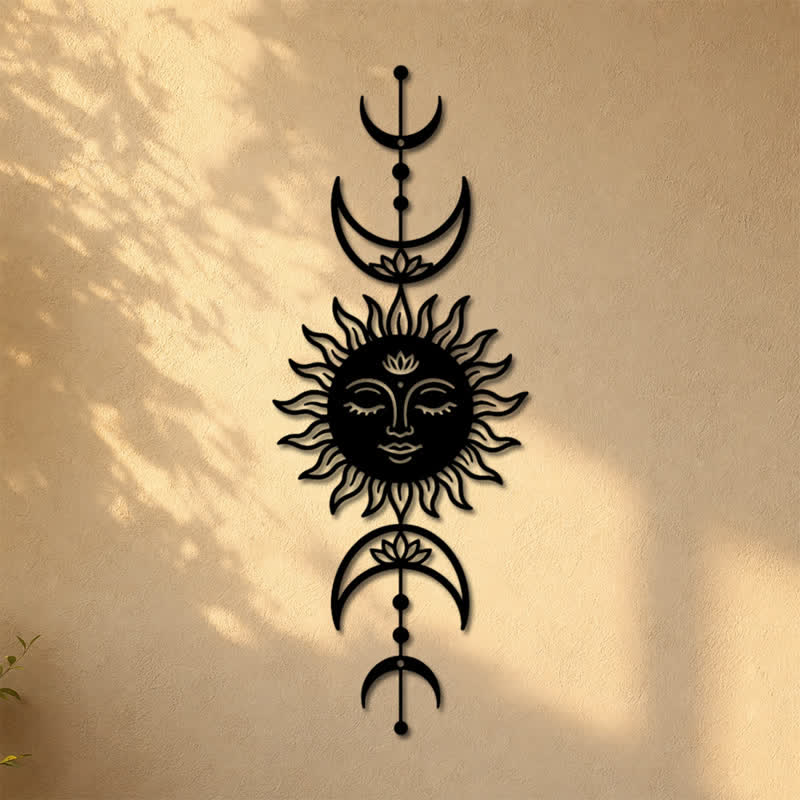 Buddha Stones Boho Sun and Moon Lotus Intuition Iron Meaningful Symbols Wall Art - image 6