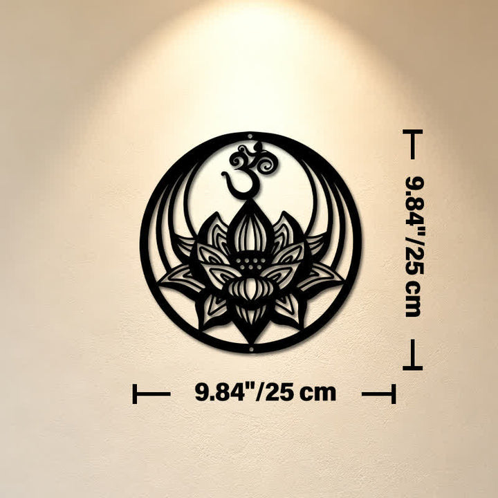 Buddha Stones Enlightenment Lotus OM Round Iron Metal Meaningful Symbols Wall Art - Approx. 25cm x 25cm x 0.1cm / 9.84in x 9.84in x 0.04in - image 2