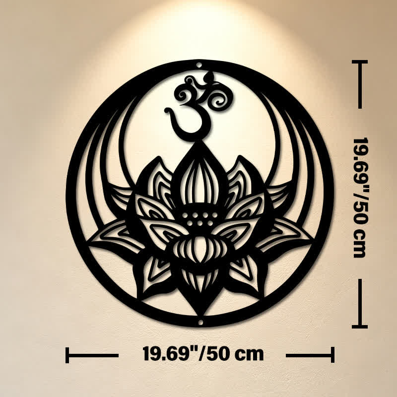 Buddha Stones Enlightenment Lotus OM Round Iron Metal Meaningful Symbols Wall Art - Approx. 50cm x 50cm x 0.12cm / 19.69in x 19.69in x 0.05in - image 10