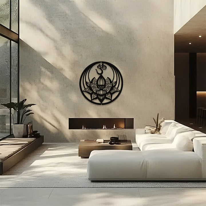 Buddha Stones Enlightenment Lotus OM Round Iron Metal Meaningful Symbols Wall Art - image 13