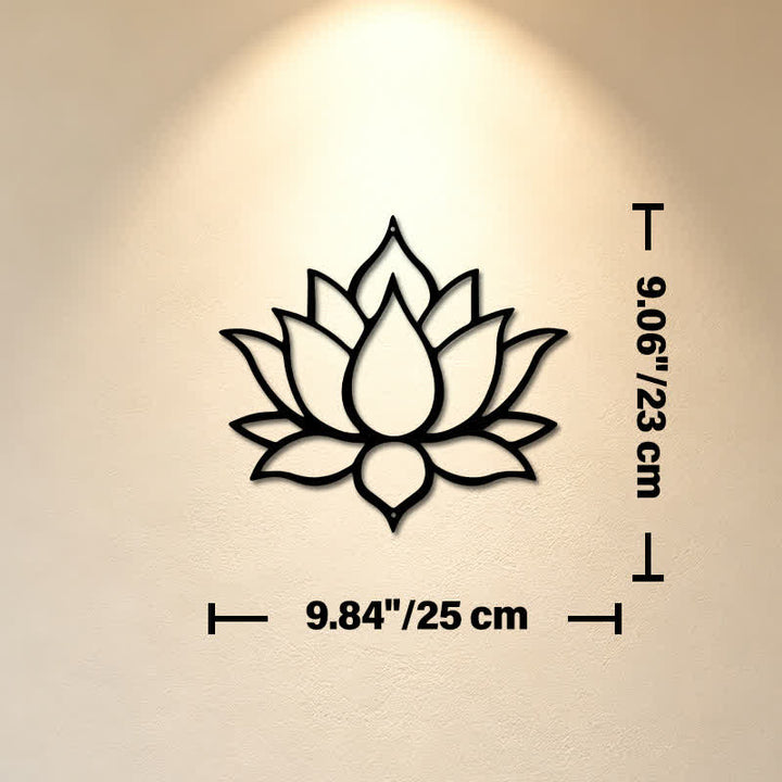 Buddha Stones Matte Black Lotus Purity Zen Iron Metal Meaningful Symbols Wall Art - Approx. 25cm x 23.0cm x 0.1cm / 9.84in x 9.06in x 0.04in - image 2