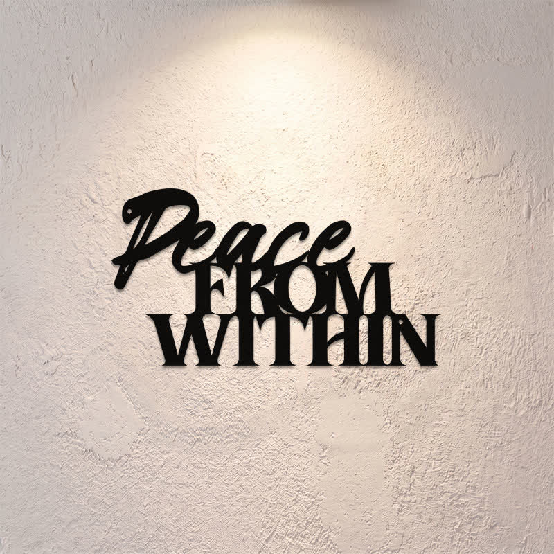 Buddha Stones Peace From Within Minimalist Typography Iron Metal Meaningful Symbols Wall Art - image 0