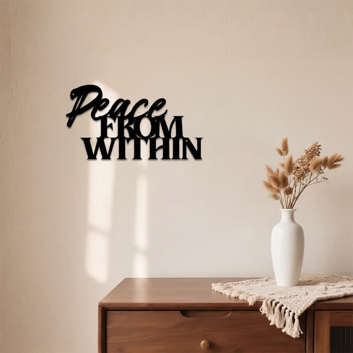 Buddha Stones Peace From Within Minimalist Typography Iron Metal Meaningful Symbols Wall Art - image 3