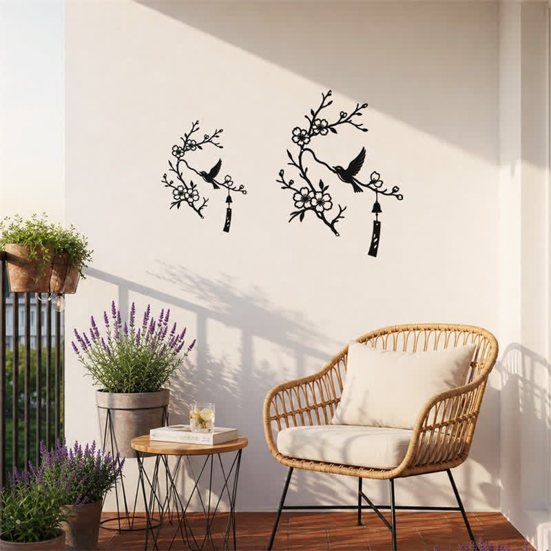 Buddha Stones Bird and Blossom Branch Iron Meaningful Symbols Wall Art - image 9