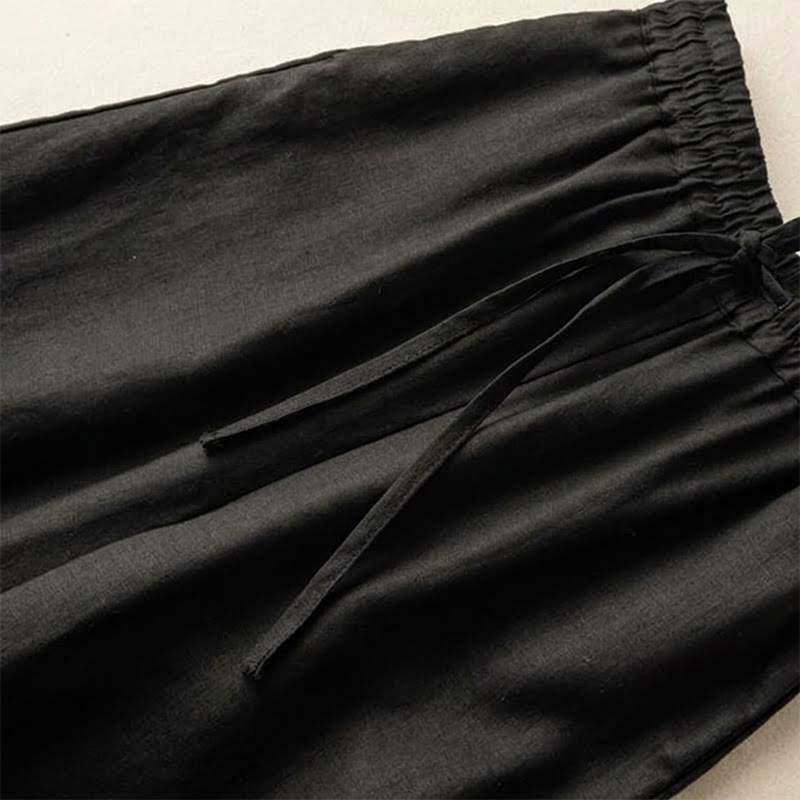 Buddha Stones Casual Embroidery Bohemian Pattern Drawstring Women's Wide Leg Pants With Pockets - image 9