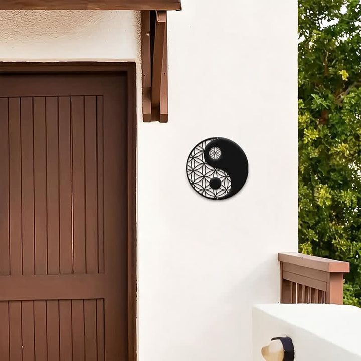 Buddha Stones Minimalist Yin Yang Balance Iron Metal Wall Decor - image 3