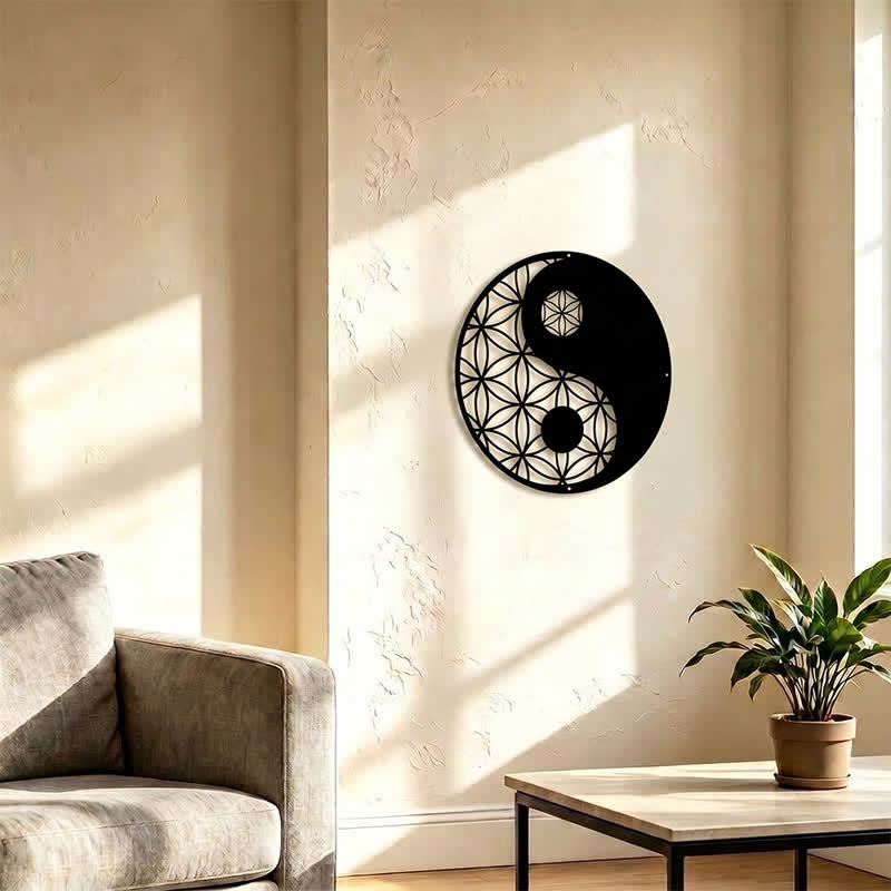Buddha Stones Minimalist Yin Yang Balance Iron Metal Wall Decor - image 9