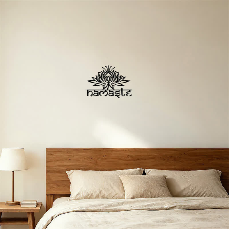 Buddha Stones Black Lotus Namaste Peace Metal Iron Wall Decor - image 5