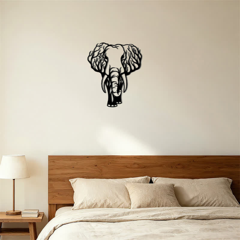Buddha Stones Minimalist Elephant Head Line Design Iron Metal Wall Decor - image 12
