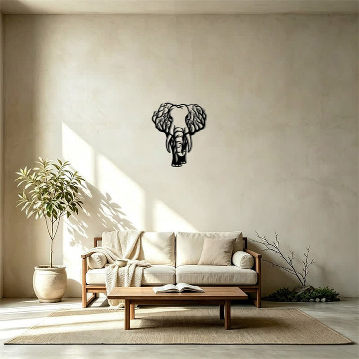 Buddha Stones Minimalist Elephant Head Line Design Iron Metal Wall Decor - image 14