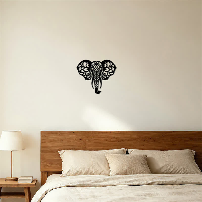 Buddha Stones Sacred Elephant Iron Metal Wall Decor Of Wisdom - image 5