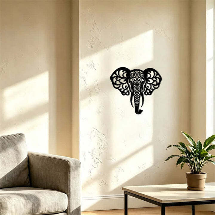 Buddha Stones Sacred Elephant Iron Metal Wall Decor Of Wisdom - image 9