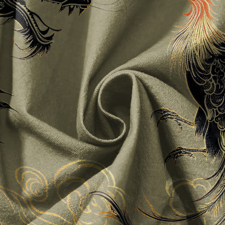 Buddha Stones Pure Cotton Dragon Phoenix Cloud Pattern Drawstring Men's Harem Pants With Pockets - image 5