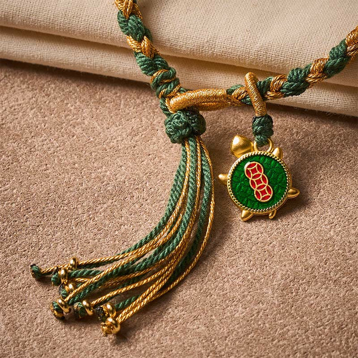 Buddha Stones Yellow Green Turtle String Hand-Woven Healing Bracelet - image 7