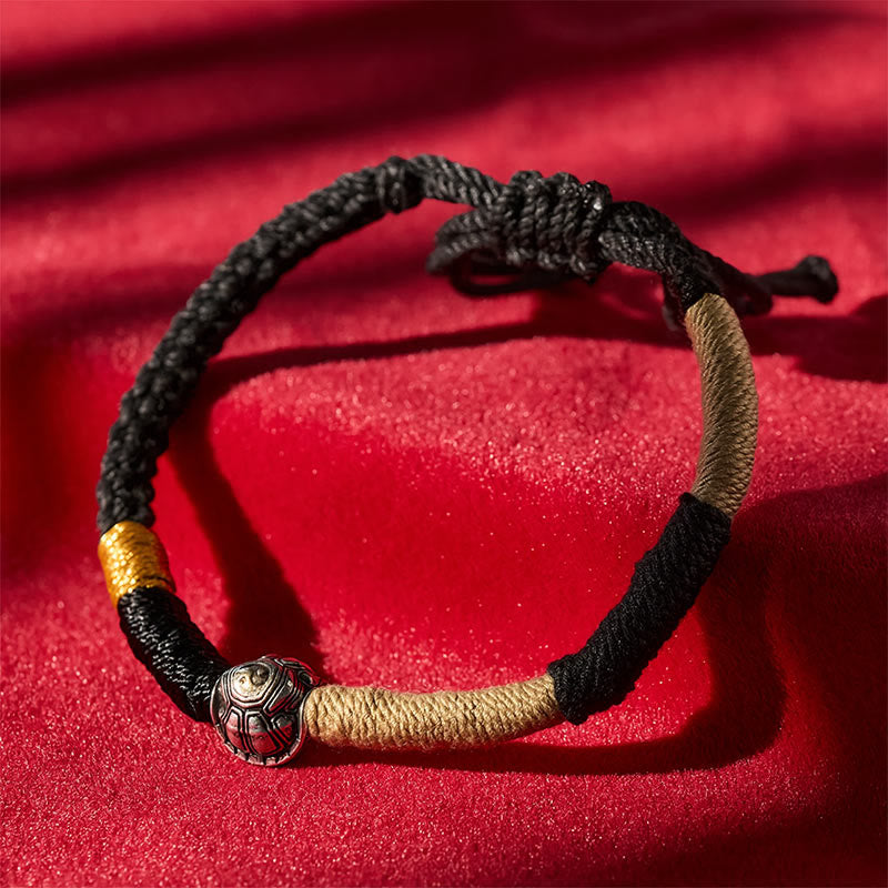 Buddha Stones Brass Yinyang Turtle Black String Hand-Woven Wisdom Bracelet - image 2