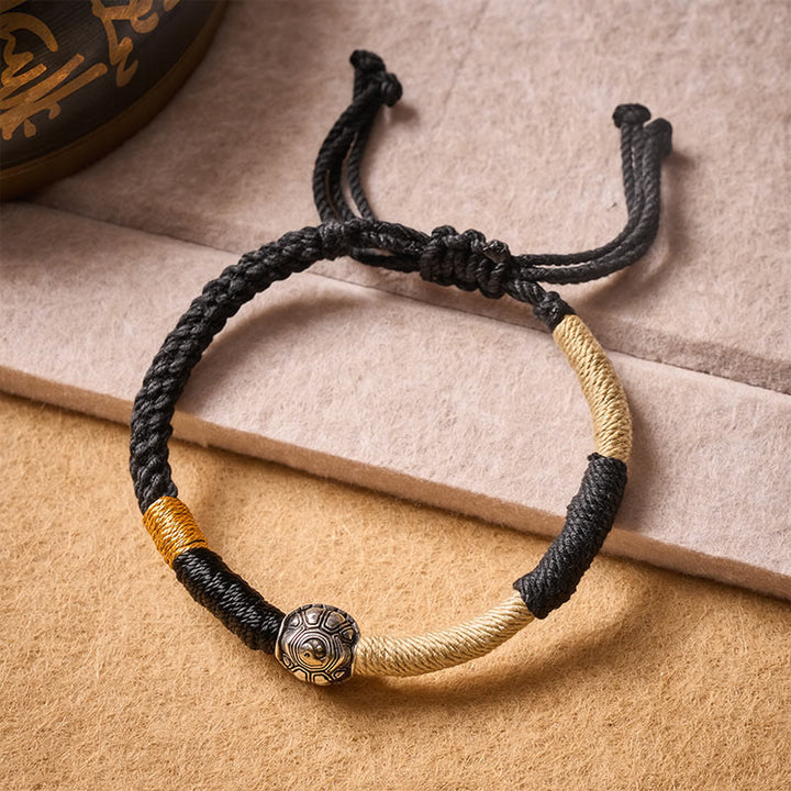 Buddha Stones Brass Yinyang Turtle Black String Hand-Woven Wisdom Bracelet - image 3