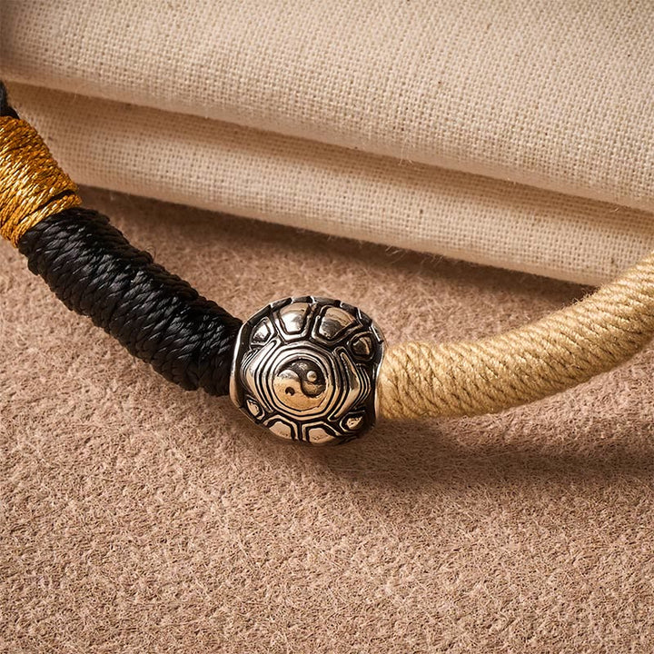 Buddha Stones Brass Yinyang Turtle Black String Hand-Woven Wisdom Bracelet - image 5