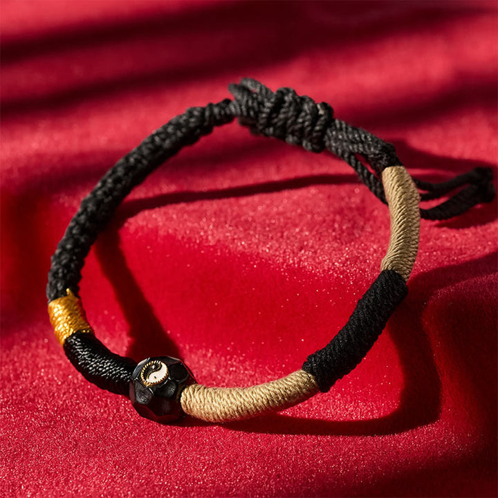 Buddha Stones Black and White Fire Agate String Balance Bracelet - image 1