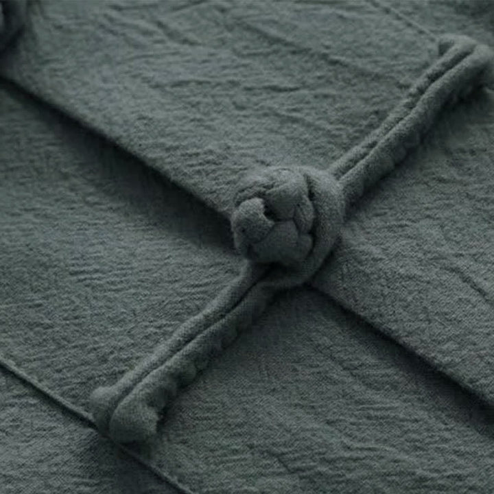 Buddha Stones 2Pcs Tang Suit Traditional Frog-Button Uniform Long Sleeve Shirt Pants Men's Set - image 9