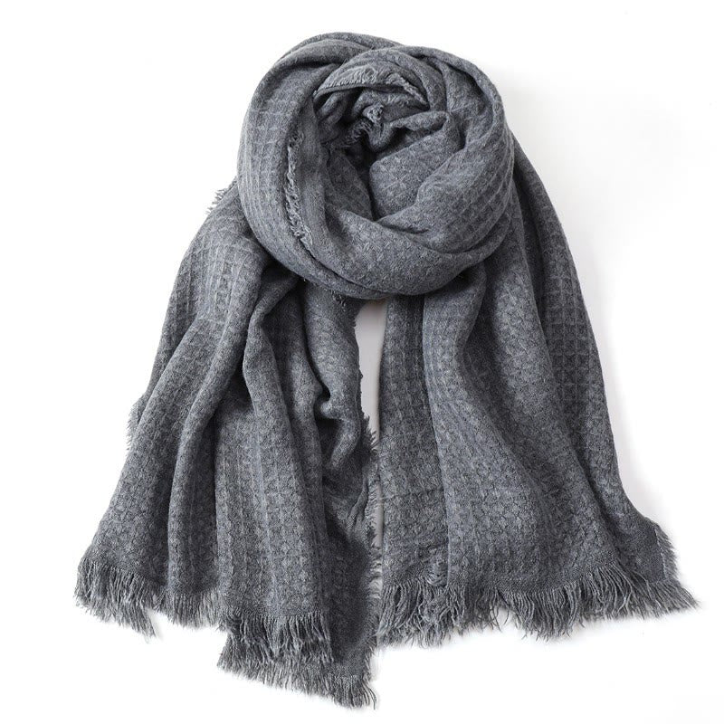 Buddha Stones Fall Winter Textured Tassel Cozy Wrap Scarves - DimGray - image 0