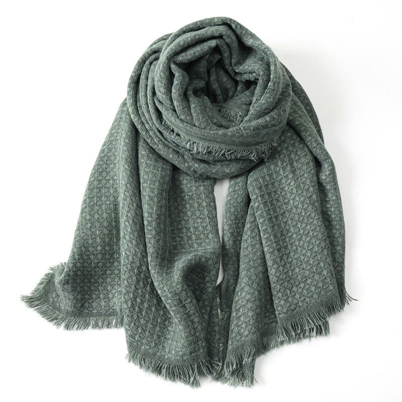 Buddha Stones Fall Winter Textured Tassel Cozy Wrap Men's Scarf - MediumSeaGreen - image 8