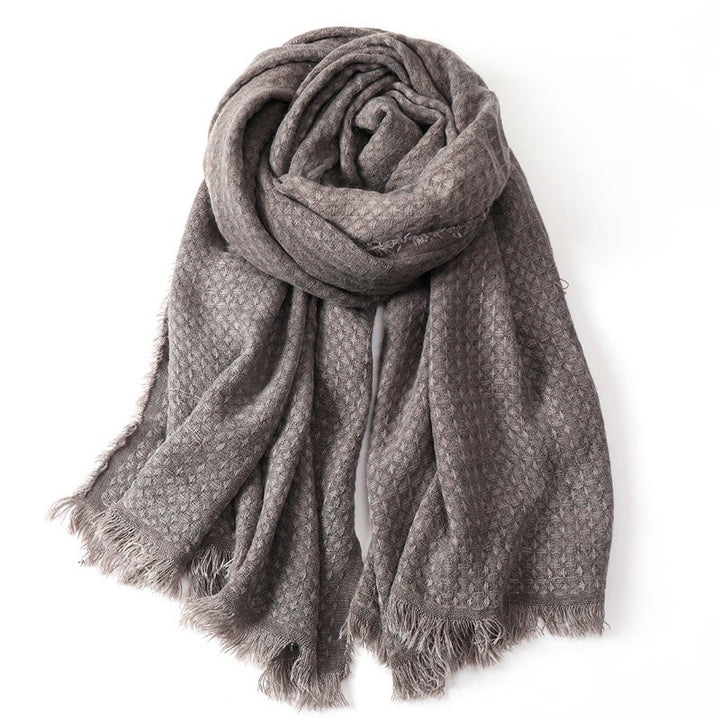 Buddha Stones Fall Winter Textured Tassel Cozy Wrap Men's Scarf - Tan - image 10
