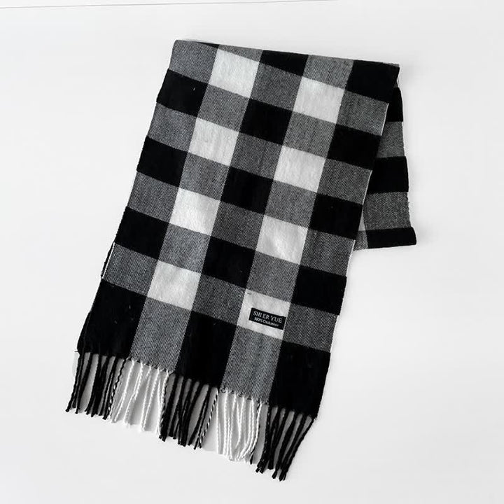 Buddha Stones Fall Winter Long Rectangular Plaid Fringed Men's Scarf - image 2