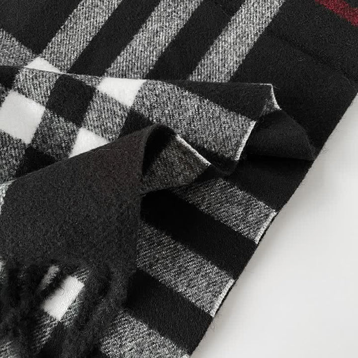 Buddha Stones Fall Winter Long Rectangular Plaid Fringed Scarves - image 4