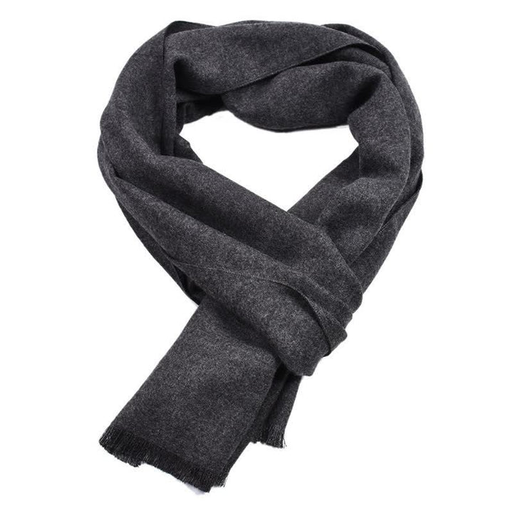 Buddha Stones Fall Winter Solid Color Tassel Cozy Long Men's Scarf - DarkSlateGray - image 6
