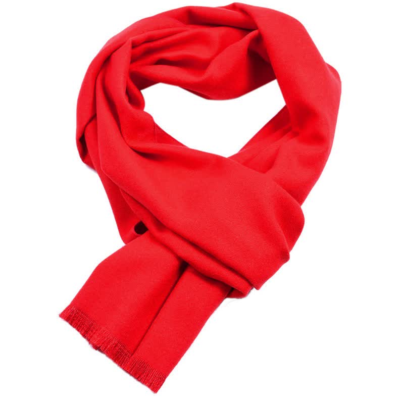 Buddha Stones Fall Winter Solid Color Tassel Cozy Long Men's Scarf - Red - image 5