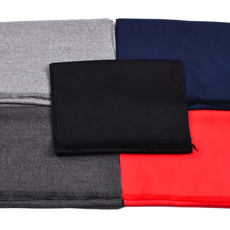 Buddha Stones Fall Winter Solid Color Tassel Cozy Long Men's Scarf - image 8