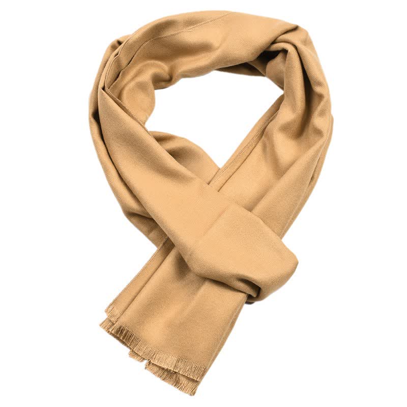 Buddha Stones Fall Winter Solid Color Tassel Cozy Long Men's Scarf - Gold - image 7