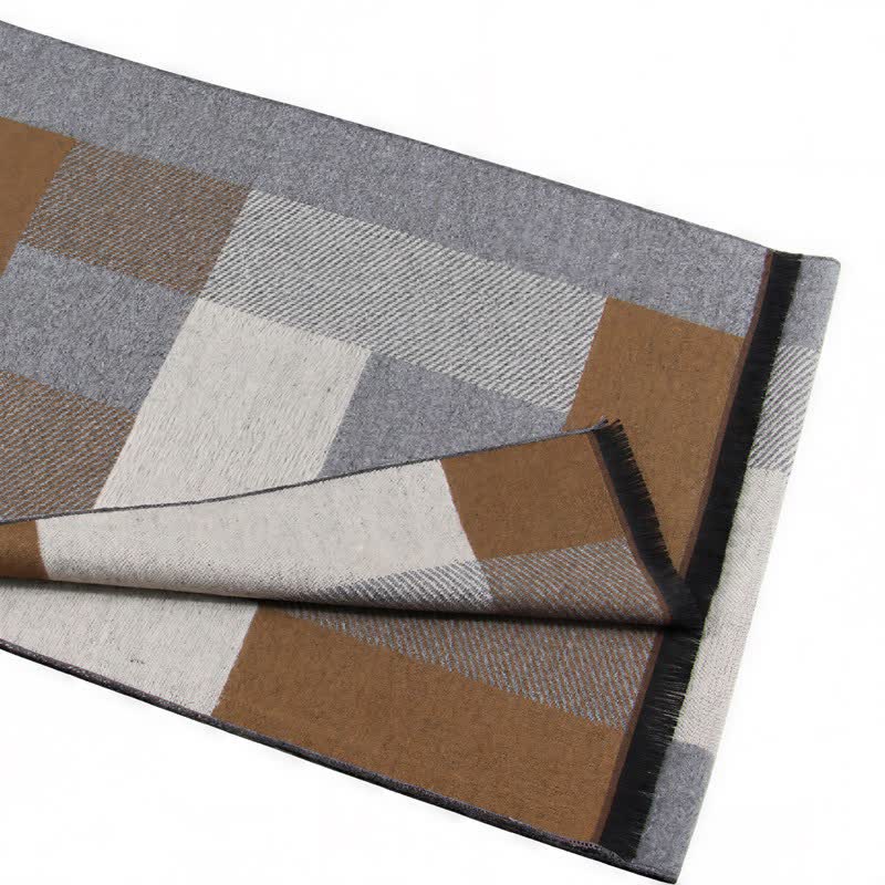 Buddha Stones Fall Winter Classic Plaid Tassel Cozy Rectangular Men's Scarf - image 9