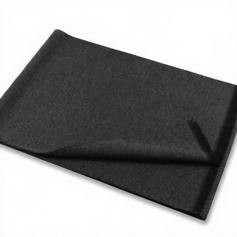 Buddha Stones Fall Winter Classic Grey Plaid Fringe Cozy Men's Scarf - image 18