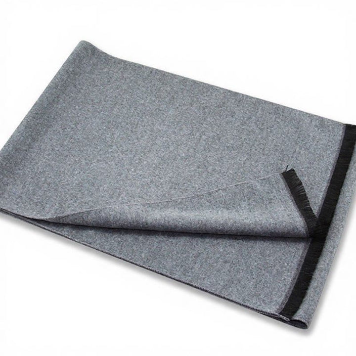 Buddha Stones Fall Winter Classic Grey Plaid Fringe Cozy Men's Scarf - image 1