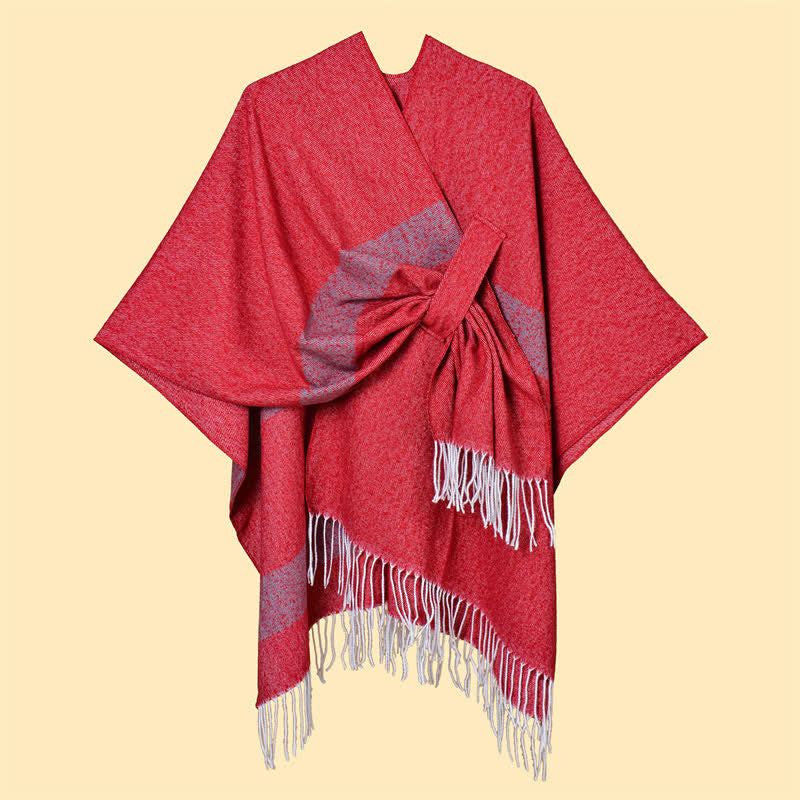 Buddha Stones Fall Winter Boho Striped Tassel Buckle Design Cozy Shawl - image 28