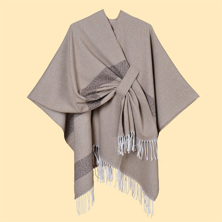 Buddha Stones Fall Winter Boho Striped Tassel Buckle Design Cozy Shawl - image 33